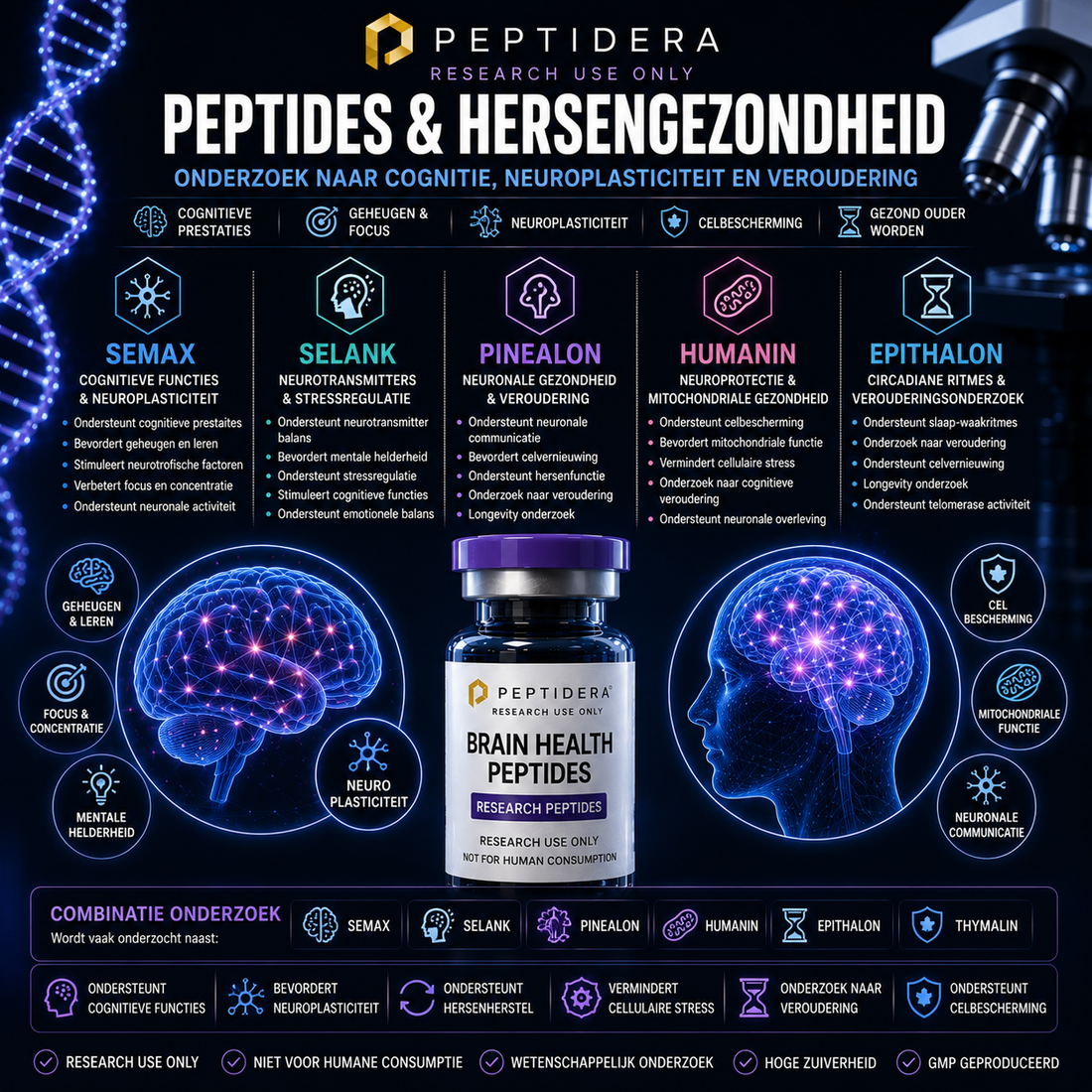 Peptides en Hersengezondheid: Onderzoek naar Cognitie, Neuroplasticiteit en Veroudering