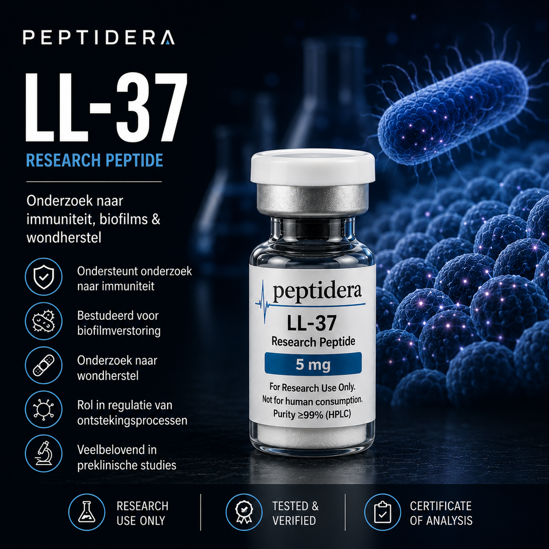 LL-37 Research Peptide | Onderzoek naar Immuniteit, Biofilms en Wondherstel