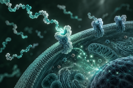 Conceptuele wetenschappelijke AI-illustratie bij Bioregulatoren; geen foto uit het onderzoek.