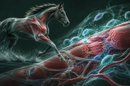 Conceptuele wetenschappelijke AI-illustratie bij Peptides en Sportherstel: Onderzoek naar Regeneratie, Belastbaarheid en Weefselherstel; geen foto uit het onderzoek.