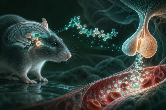 Conceptuele wetenschappelijke AI-illustratie bij GHRP-2 Research Peptide | Onderzoek naar Groeihormoon, Metabolisme en Endocrinologie; geen foto uit het onderzoek.