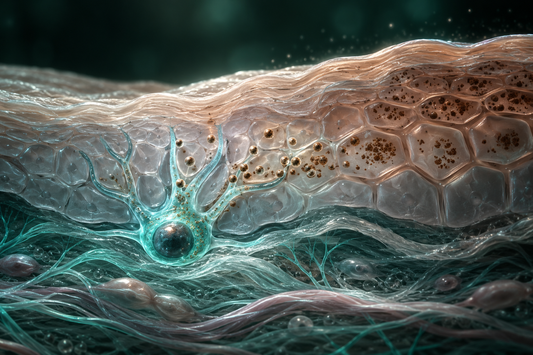 Conceptuele wetenschappelijke AI-illustratie bij MT-1 (Melanotan-1) Research Peptide | Onderzoek naar Melanocortine-Receptoren en Huidbiologie; geen foto uit het onderzoek.