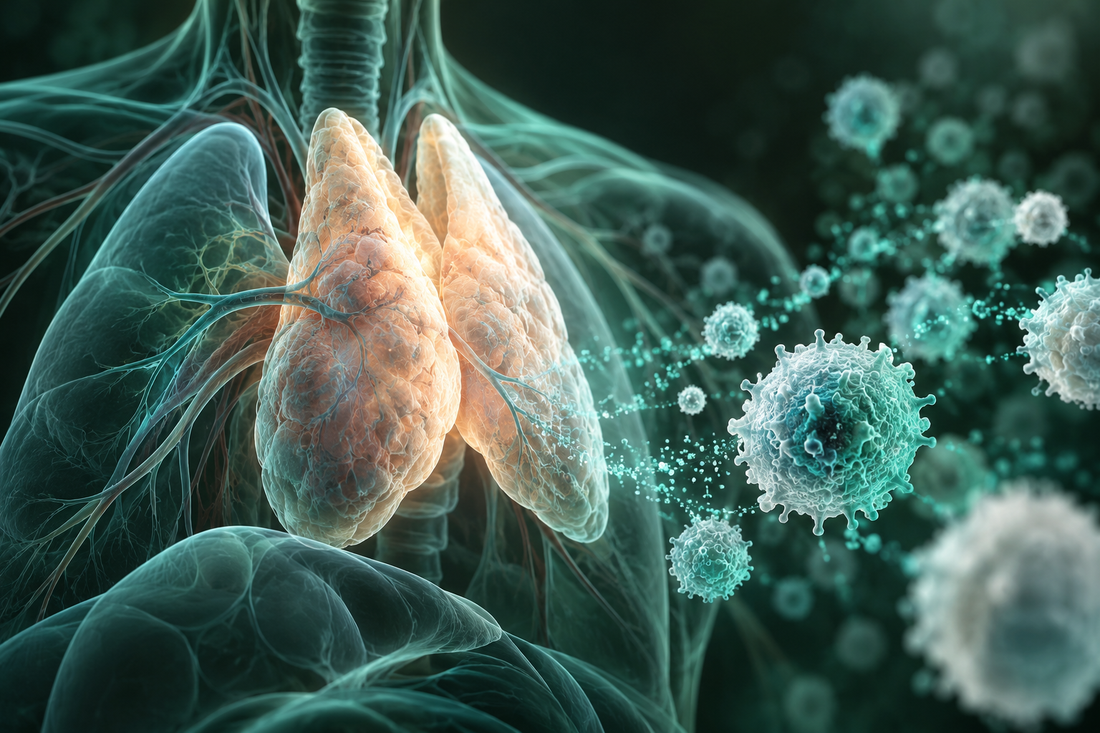 Conceptuele wetenschappelijke AI-illustratie bij Thymalin Research Peptide | Onderzoek naar Immunosenescentie en Gezond Ouder Worden; geen foto uit het onderzoek.