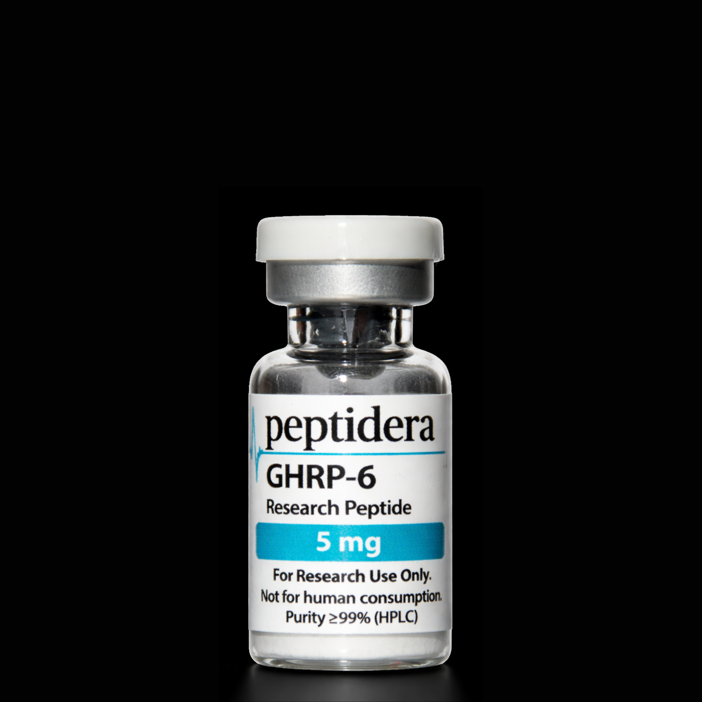 GHRP-6 vial — gelyofiliseerd onderzoekspeptide, ≥99% zuiverheid HPLC getest