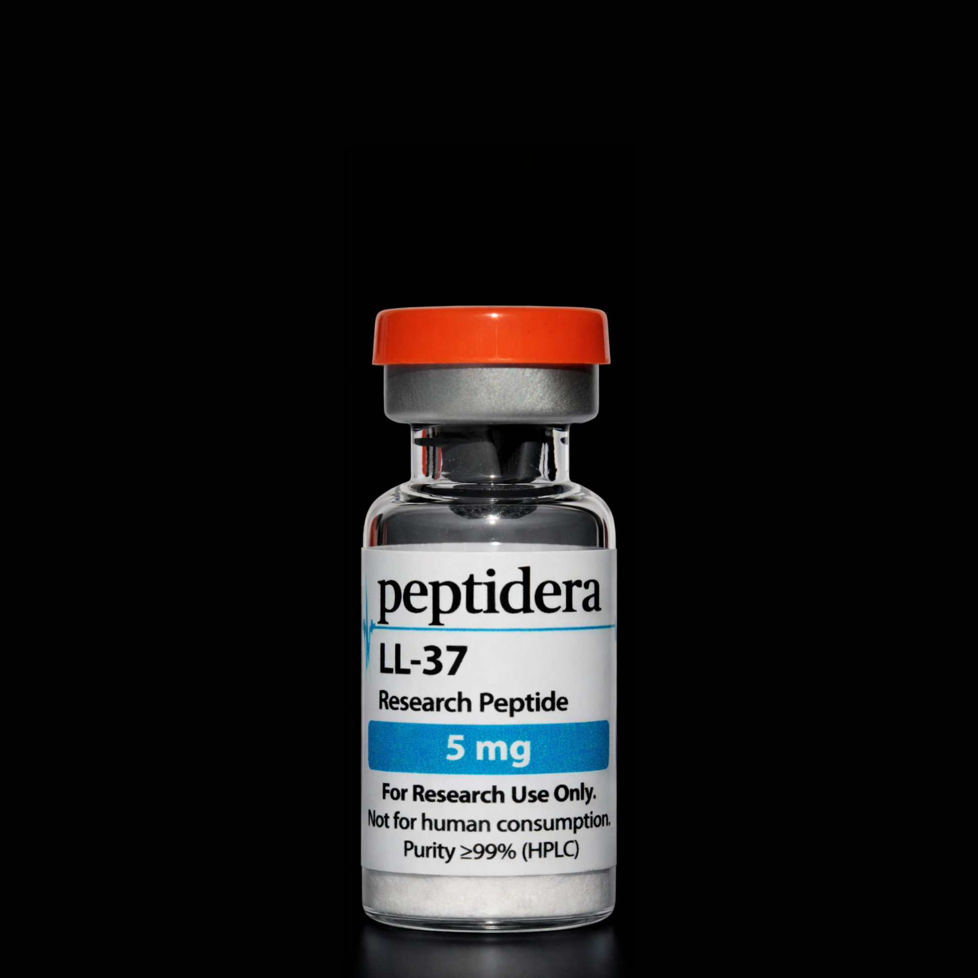LL-37 vial — gelyofiliseerd onderzoekspeptide, ≥99% zuiverheid HPLC getest